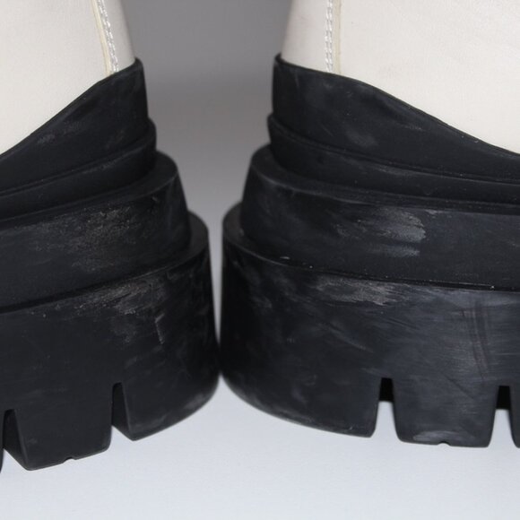 Bottega Veneta Tire Lug Chelsea Military Calf Boots Sea Salt Black 38.5 US 8.5 - Picture 11 of 13